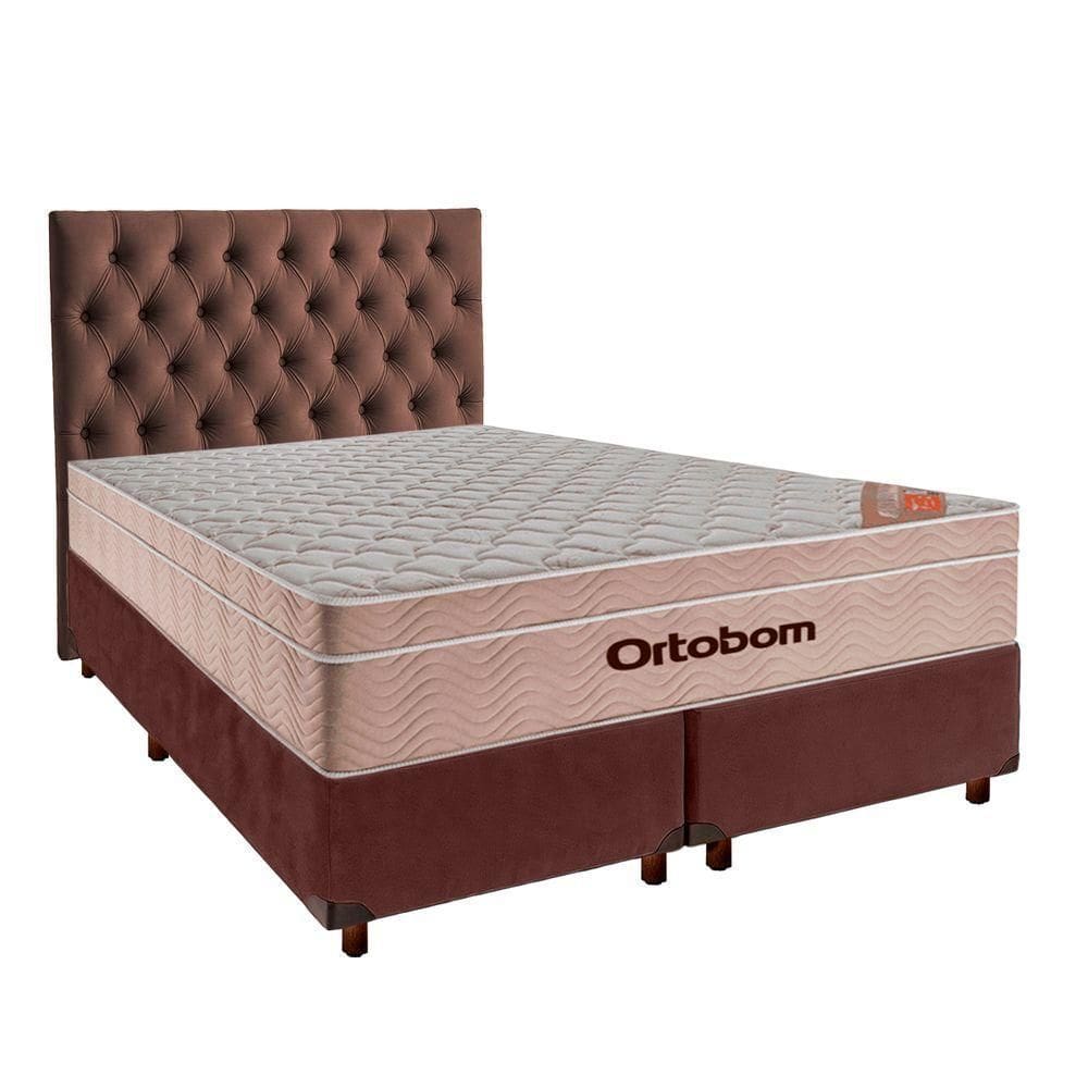 Cama Box + Colchão Queen Ortobom Molas Ensacadas Airtech + Cabeceira Estofada