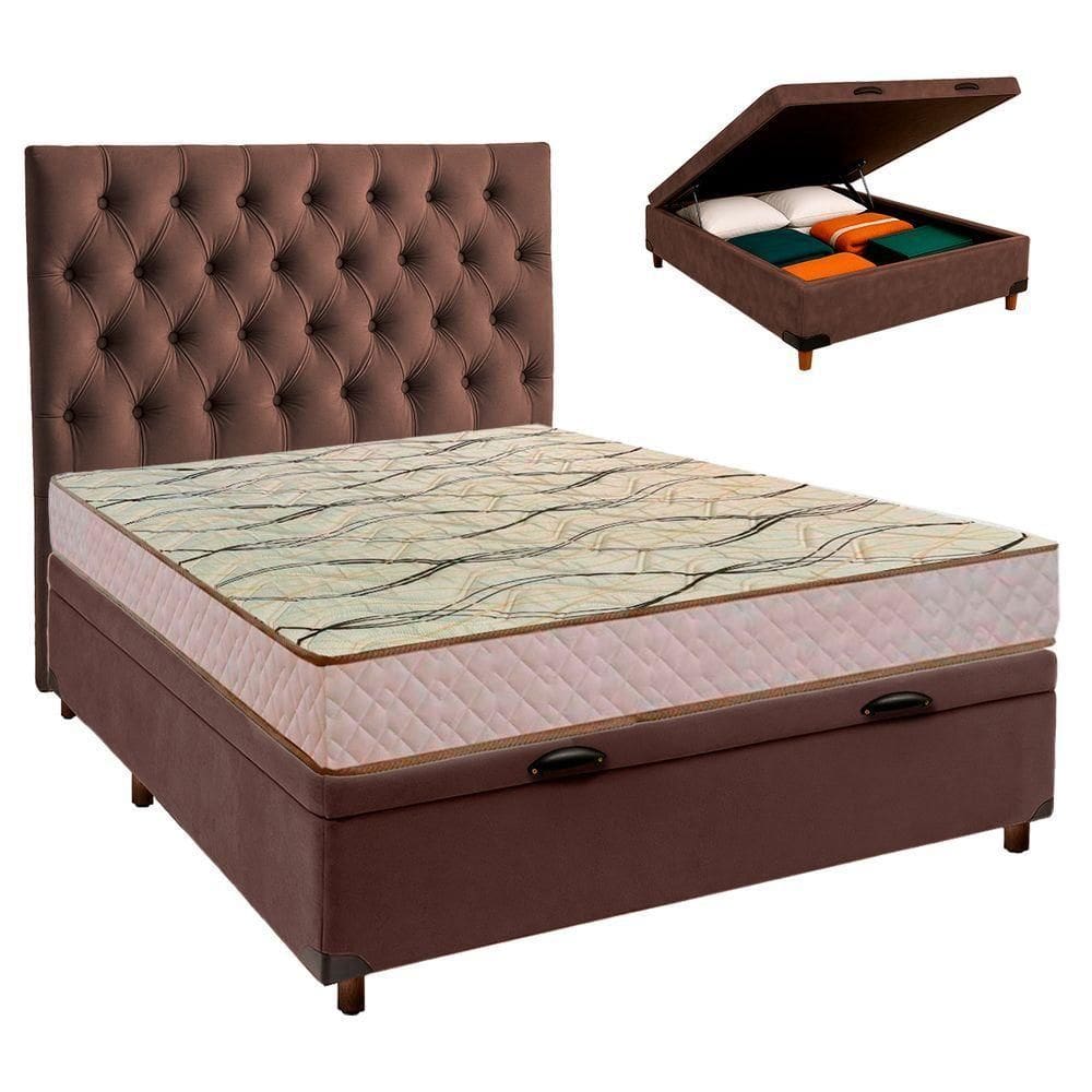 Kit Cama Box Bau + Cabeceira + Colchão Casal D33 - Maxsono - Paropas