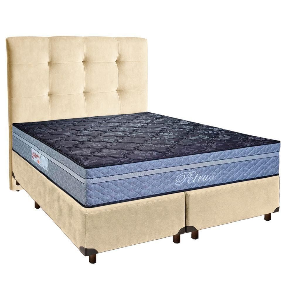 Kit Cama Box + Cabeceira + Colchão Queen Molas Ensacadas - Petrus - Paropas