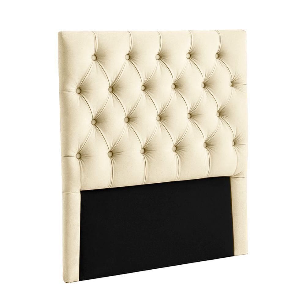 Cabeceira Estofada Solteiro Luna Nature Veludo Perola 88x136