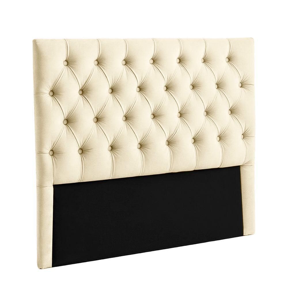 Cabeceira Estofada Queen Luna Nature Veludo Perola 158x136