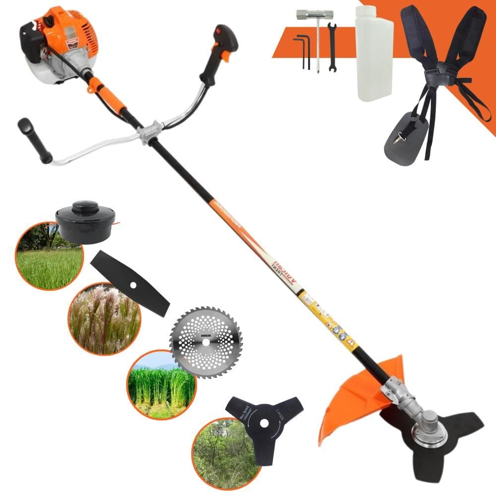 Roçadeira Completa VR520-H Vulcan À Gasolina 52cc 2,5HP Alta Rotação 4 Em 1 Com Carretel + Faca 2 Pontas + Faca 3 Pontas + Faca 40 Dentes de Vídea