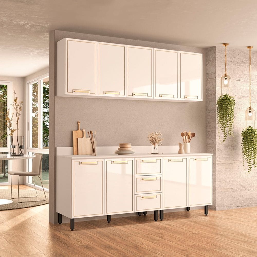 Cozinha Compacta 250089 4 Peças Amara Branco Politorno Móveis