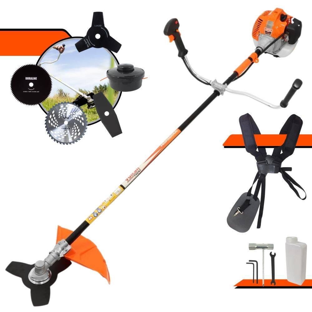 Roçadeira Lateral Vulcan VR520-H À Gasolina Motor 2T 52cc 2,5HP 10000rpm Robusta e de Alta Performance Com Carretel de Nylon e Kit 4 Lâminas de Cortes