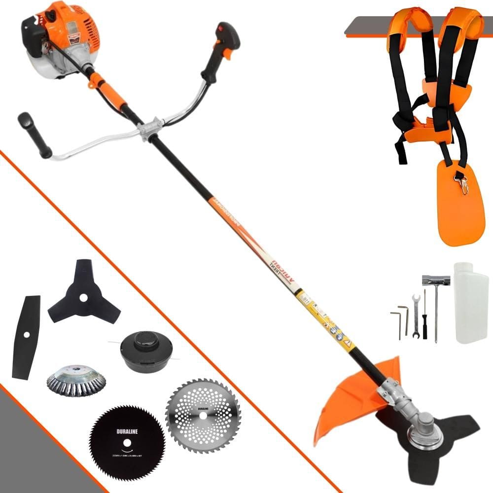 Roçadeira Multifunções Vulcan VR520H À Gasolina 2T 52cc 2,5HP 10.000rpm Com Carretel + Kit 4 Lâminas de Cortes + Escova de Aço Para Pavers e Calçadas