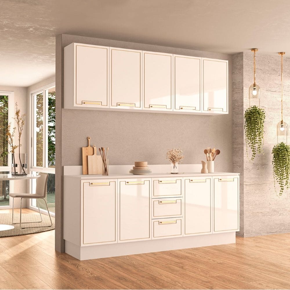 Cozinha Compacta 250095 4 Peças Amara Branco Politorno Móveis