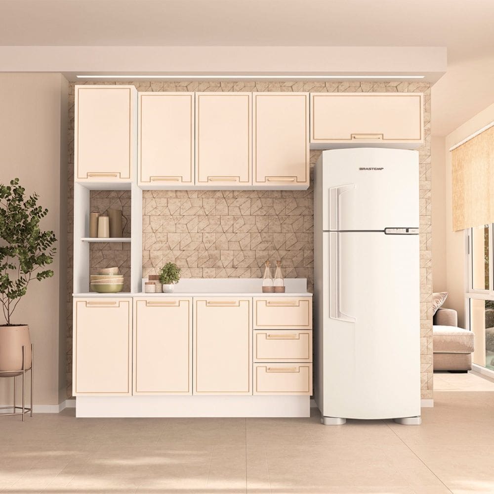 Cozinha Compacta 250096 4 Peças Amara Branco Creme Politorno Móveis