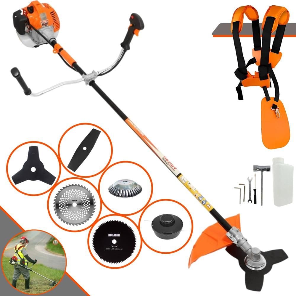 Roçadeira Lateral Vulcan VR520-H À Gasolina 6 Em 1 Com Carretel de Nylon + Lâmina 2 Pontas + Lâmina Vídea + Disco 80 Dentes + Escova de Aço 38 Cerdas