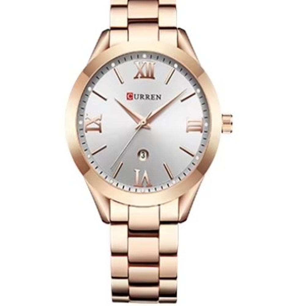Relógio Feminino Curren 9007 Rosê/Prata Aço