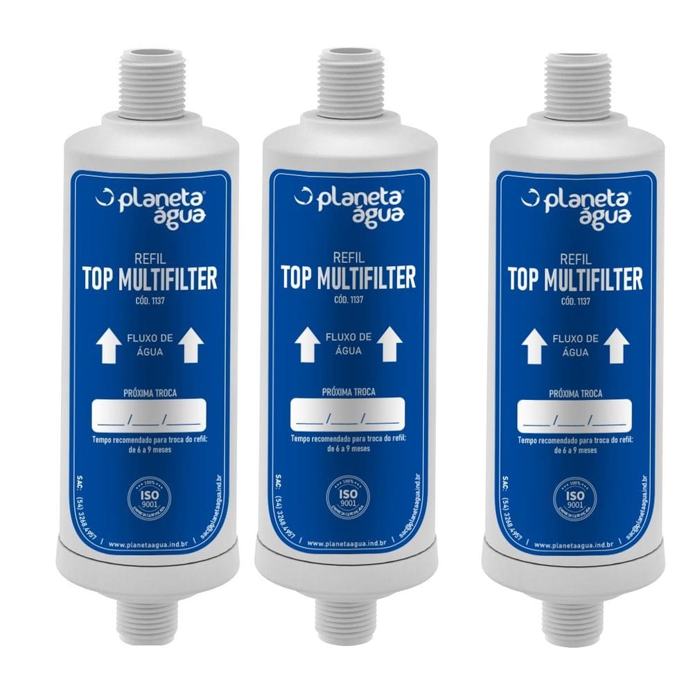 Kit 3 un Refil Top Multifilter Compatível com instalações com rosca ou engates de 1/2”
