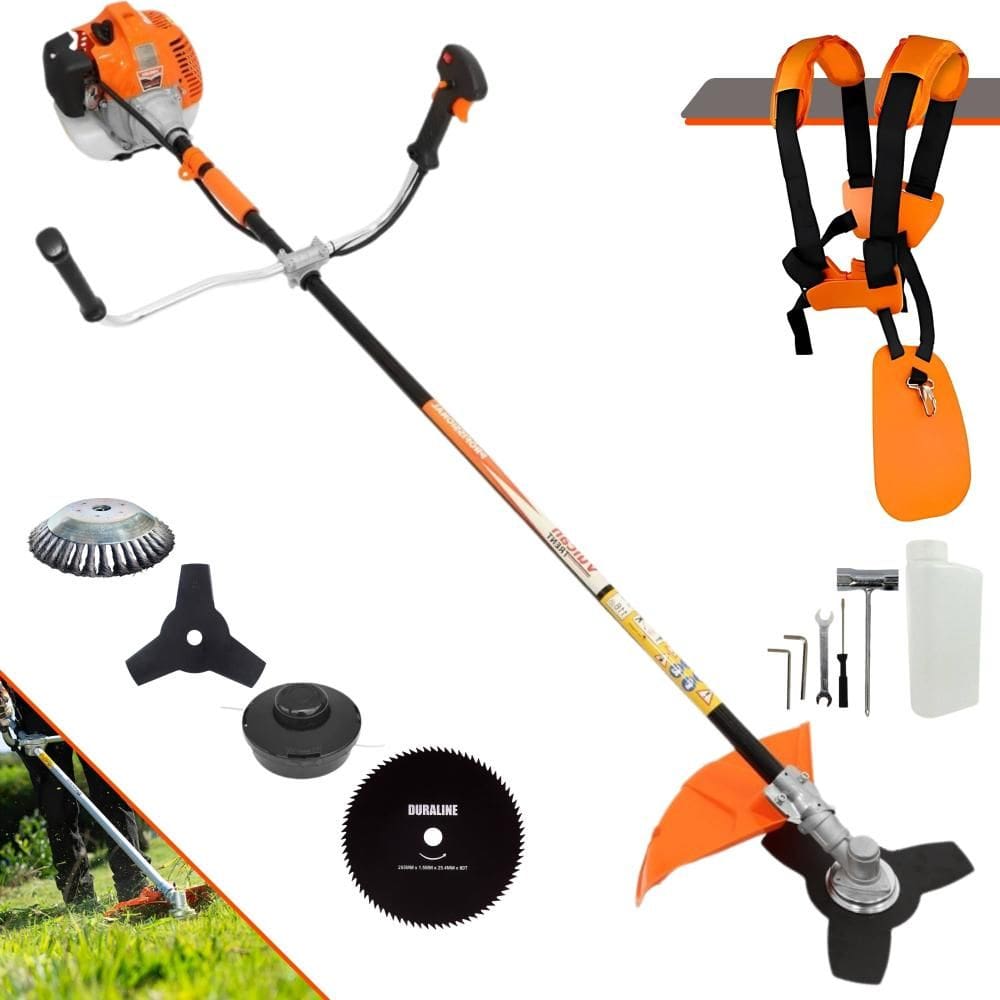 Roçadeira Cortador de Grama VR520H Vulcan À Gasolina 52cc 2,5HP 10000rpm Com Carretel Nylon + Faca 3 Pontas + Faca 80 Dentes + Escova de Aço 38 Cerdas