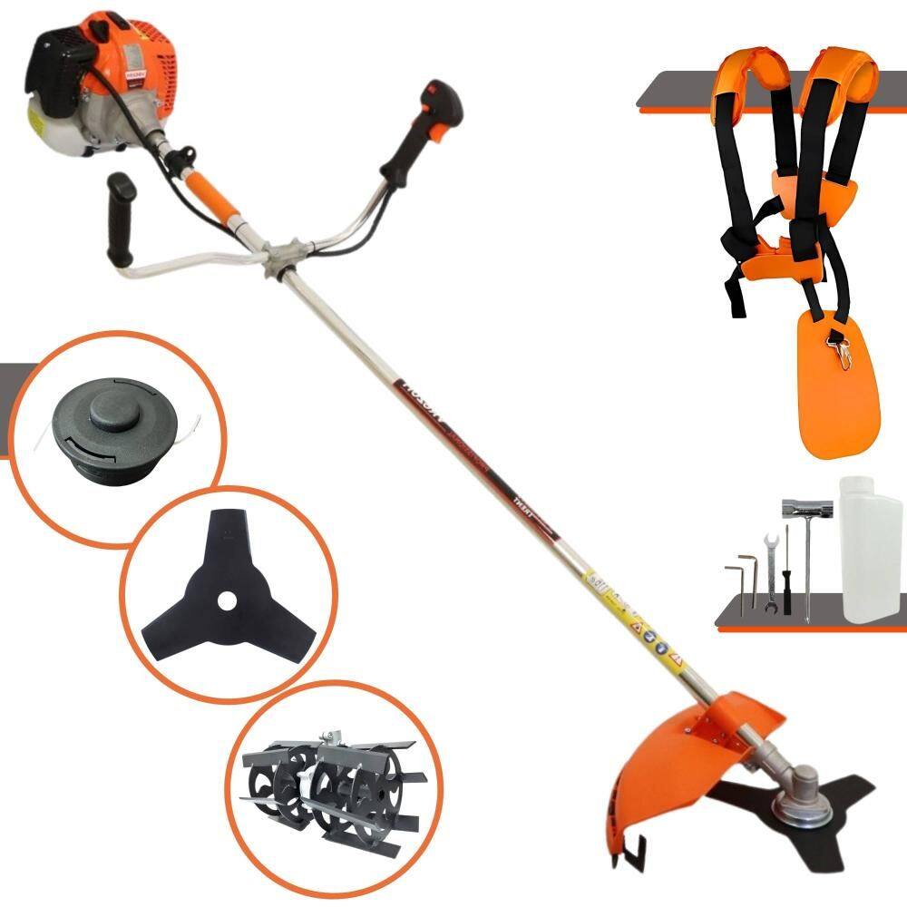 Roçadeira Lateral Vulcan VR620H À Gasolina 62cc Motor 2T 3HP de Potência 12.500rpm Completo Com Carretel Nylon + Lâmina 3 Pontas + Enxada Rotativa