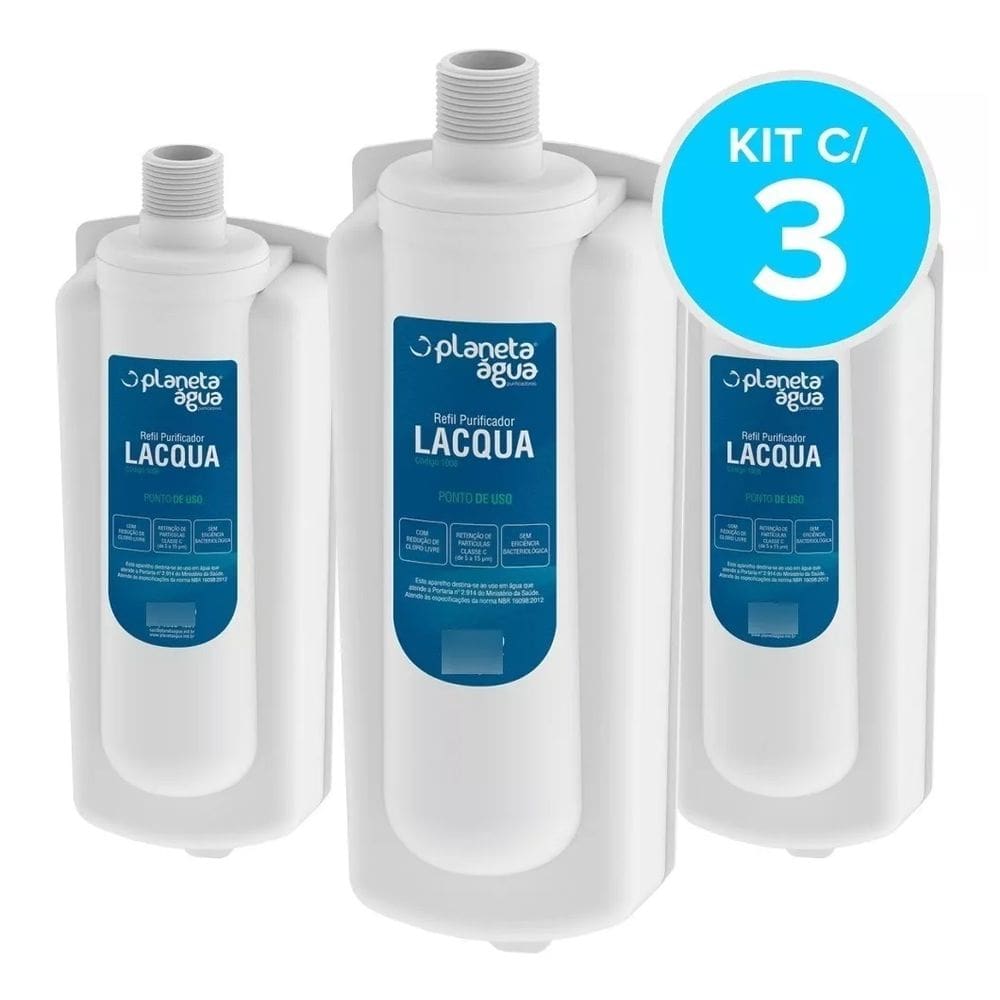Kit 3 un de Refis Purificador Lacqua  compatível com Purif. Latina PA, Purimix, Puri Ice, Puritronic, PA335 e PA355