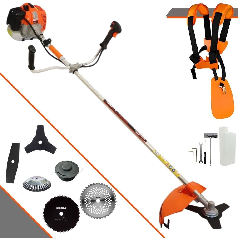 Roçadeira Multifunções Vulcan VR620H À Gasolina 2T 62cc 3HP 12.500rpm Com Carretel + Kit 4 Lâminas de Cortes + Escova de Aço Para Pavers e Calçadas