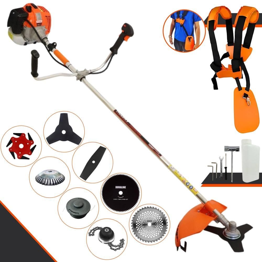 Roçadeira  Vulcan VR620H 62cc 2T 3HP Com Carretel + Facas 2 Pontas, 3 Pontas, 6 Pontas, 40 Dentes, 80 Dentes, Trimmer e Escova de Aço