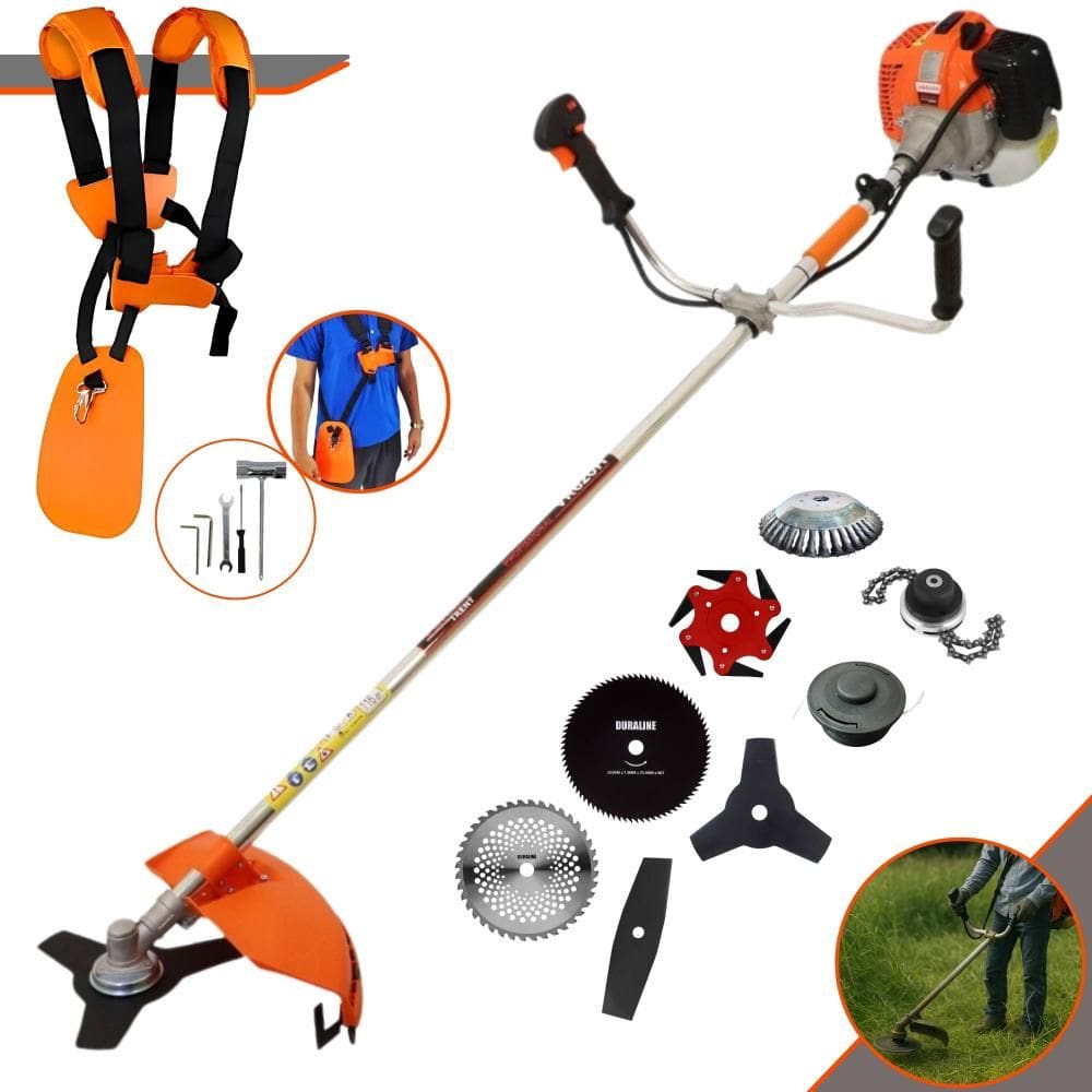 Máquina de Cortar Grama Robusta À Gasolina Vulcan VR620H 62cc 2 Tempos 12.500rpm 3HP de Potência 12.500rpm Roçadeira Completa Com 8 Opções de Cortes