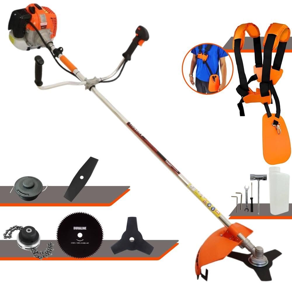 Roçadeira Multifuncional À Gasolina Vulcan VR620H 62cc 2T 3HP Completa Com Carretel Nylon + Faca 2 Pontas + Faca 3 Pontas + Faca 80 Dentes + Trimmer