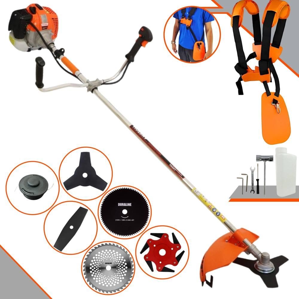 Roçadeira Vulcan VR620H À Gasolina 3HP 62cc Com Faca 2 Pontas + Faca 3 Pontas + Faca 6 Pontas + Disco 40 Dentes + Disco 80 Dentes + Carretel de Nylon