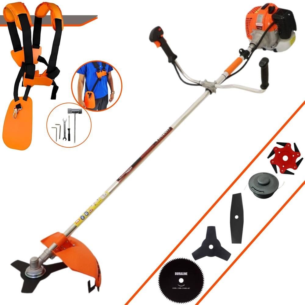Roçadeira VR620H À Gasolina 2T 62cc 3HP Completa Com Carretel de Nylon e Lâmina 3 Pontas + EXTRA Lâmina 2 Pontas, Lâmina 6 Pontas e Lâmina 80 Dentes