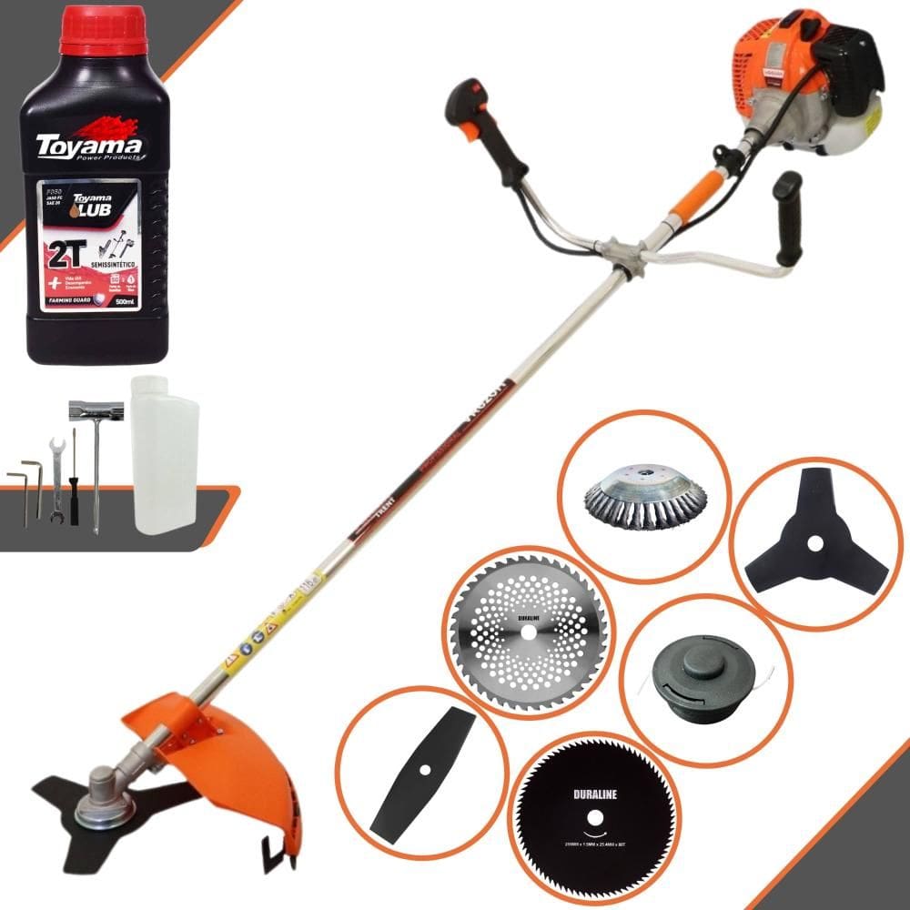 Podador de Grama Multifuncional Vulcan VR620-H À Gasolina 62cc 3HP de Potência 12.500rpm Motor 2 Tempos Roçadeira Completa 6 Em 1 + ÓLEO TOYAMA FG50