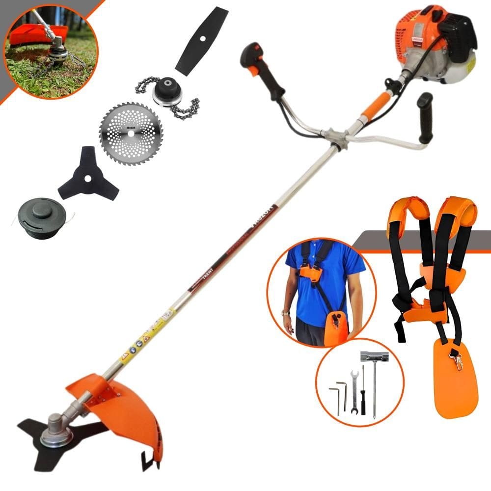 Podador de Cortar Grama Vulcan VR620-H À Gasolina 2T 3HP 62cc Com Lâmina Facão + Lâmina 3 Pontas + Disco 40 Dentes + Trimmer + Carretel de Nylon