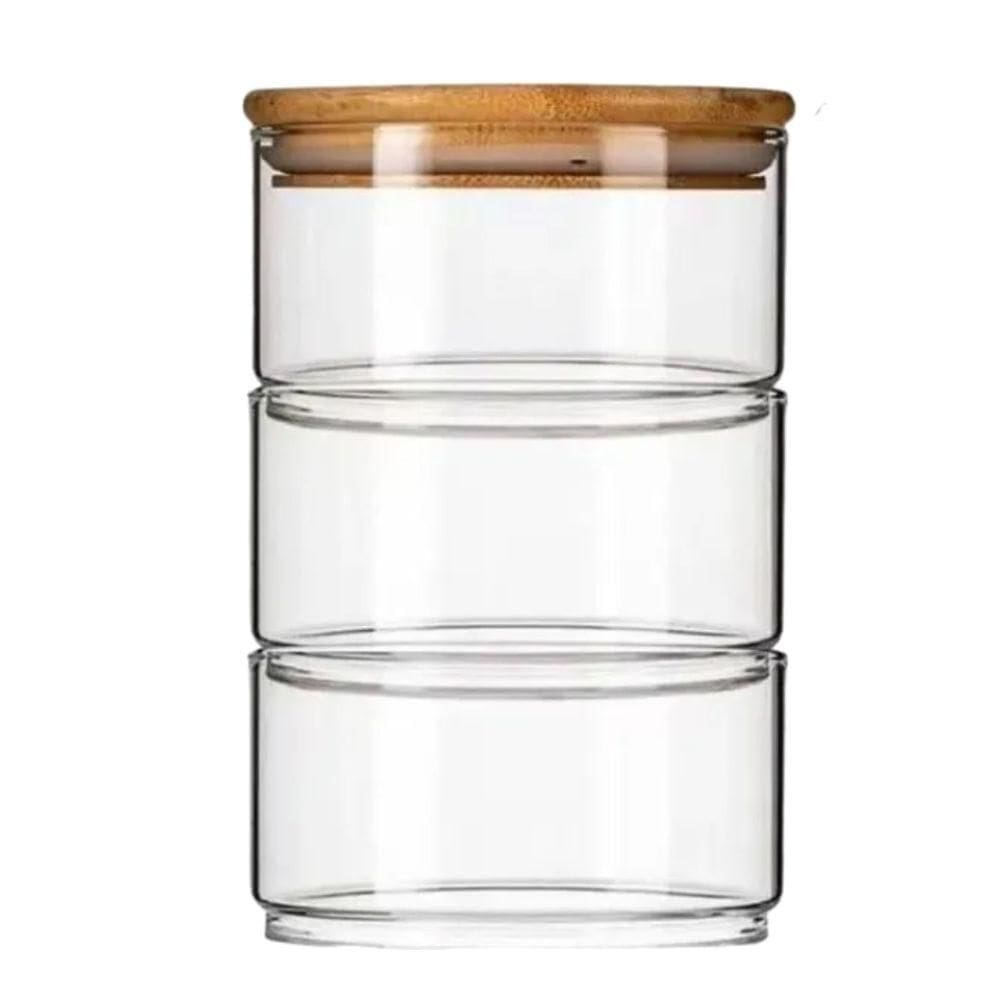 Conjunto de Potes Tower Vidro 280 ml 3 Peças - Wincy