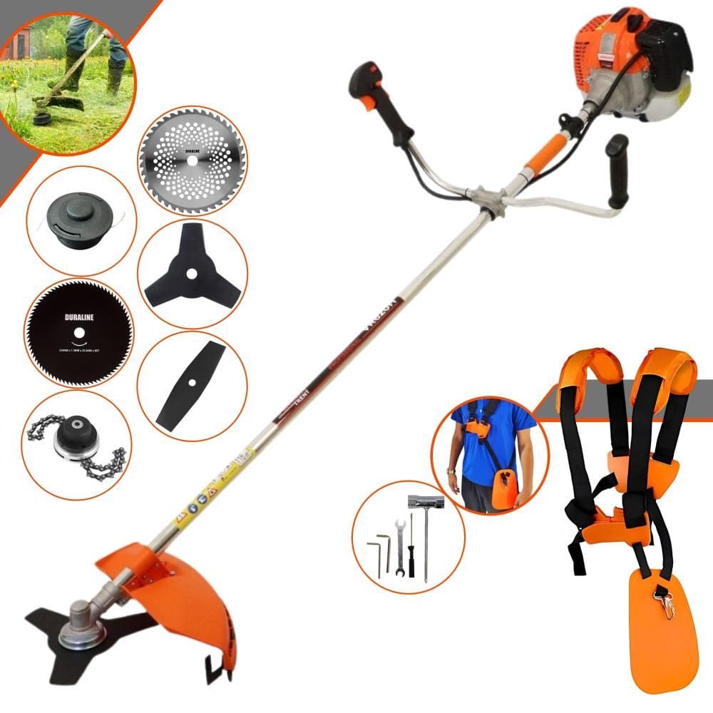 Roçadeira VR620H Vulcan À Gasolina 2T 62cc 3HP Alta Rotação 6 Em 1 Com Carretel + Facas 2 Pontas + 3 Pontas + 40 Dentes de Vídea + 80 Dentes + Trimmer