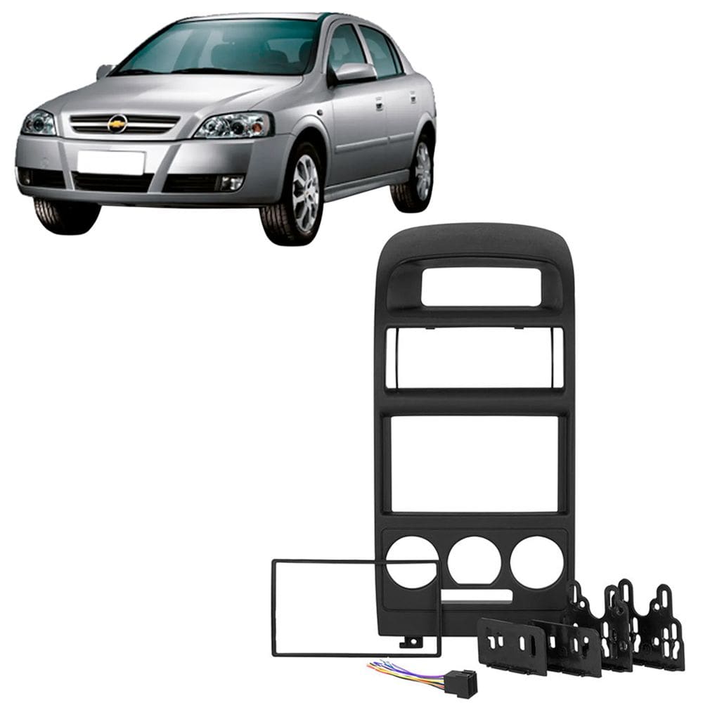 Moldura 2 Din Astra Ar Analógico 1998 à 2012 com Chicote Preta Painel Multimidia Mp5 Expex Ektgm008