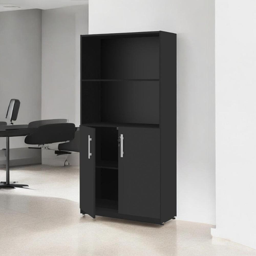 Armário Estante com Prateleiras Light Preto