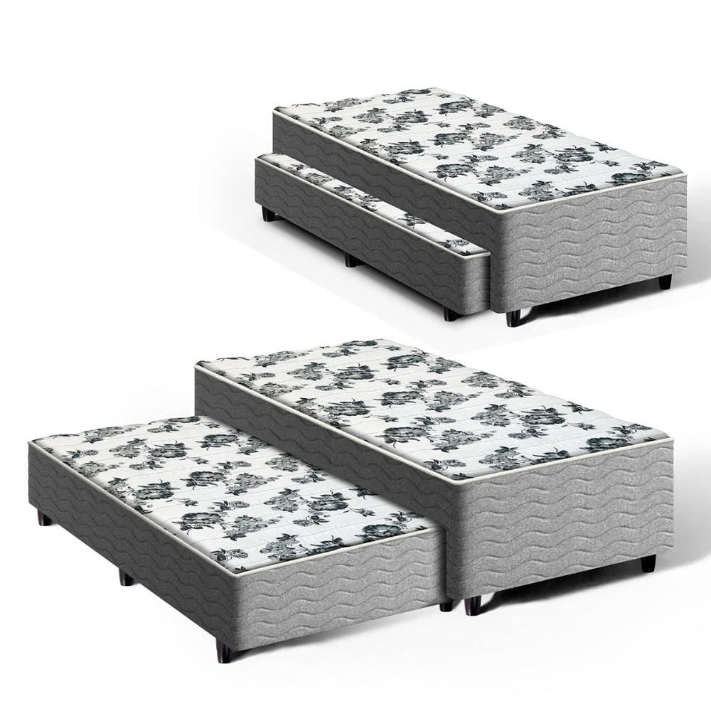Cama Box com Colchão e Auxiliar de Espuma Unique Bicama Solteiro 88cm