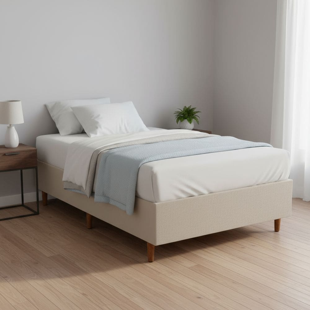 Base Cama Box Solteiro Padrão 88x188x37 Cor Bege