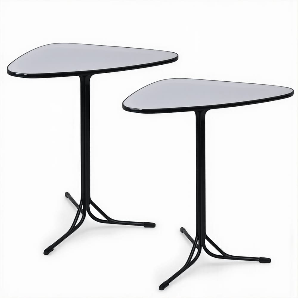Kit 2 Mesas Triangular Alta para Lanchonete Gourmet Tampo 15mm Industrial 60x60 Cinza Cristal