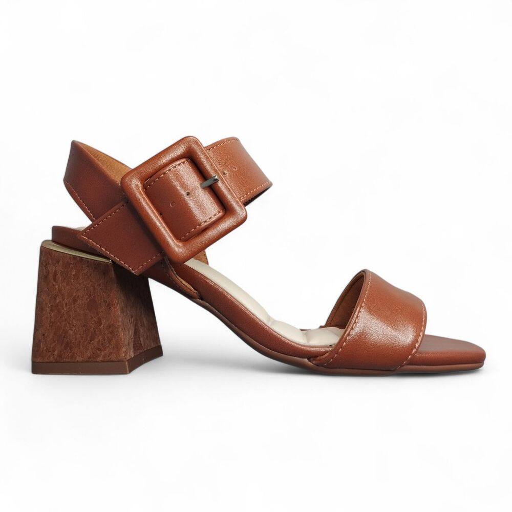Sandália De Salto Bloco Feminina Bebece Fivela T6011-203