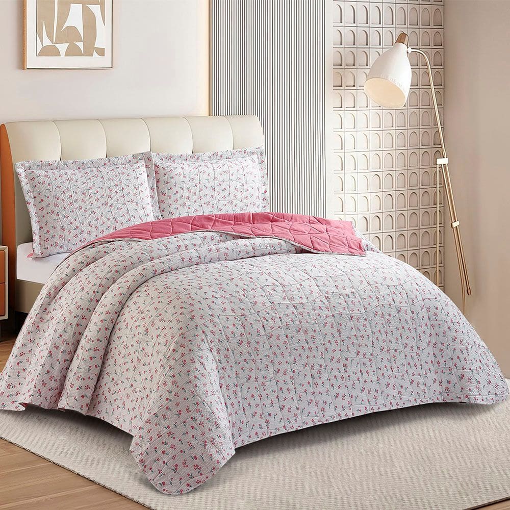 Kit Cobre Leito Colcha Anarruga 3 Peças Queen 240x260cm Jardim Sonhare