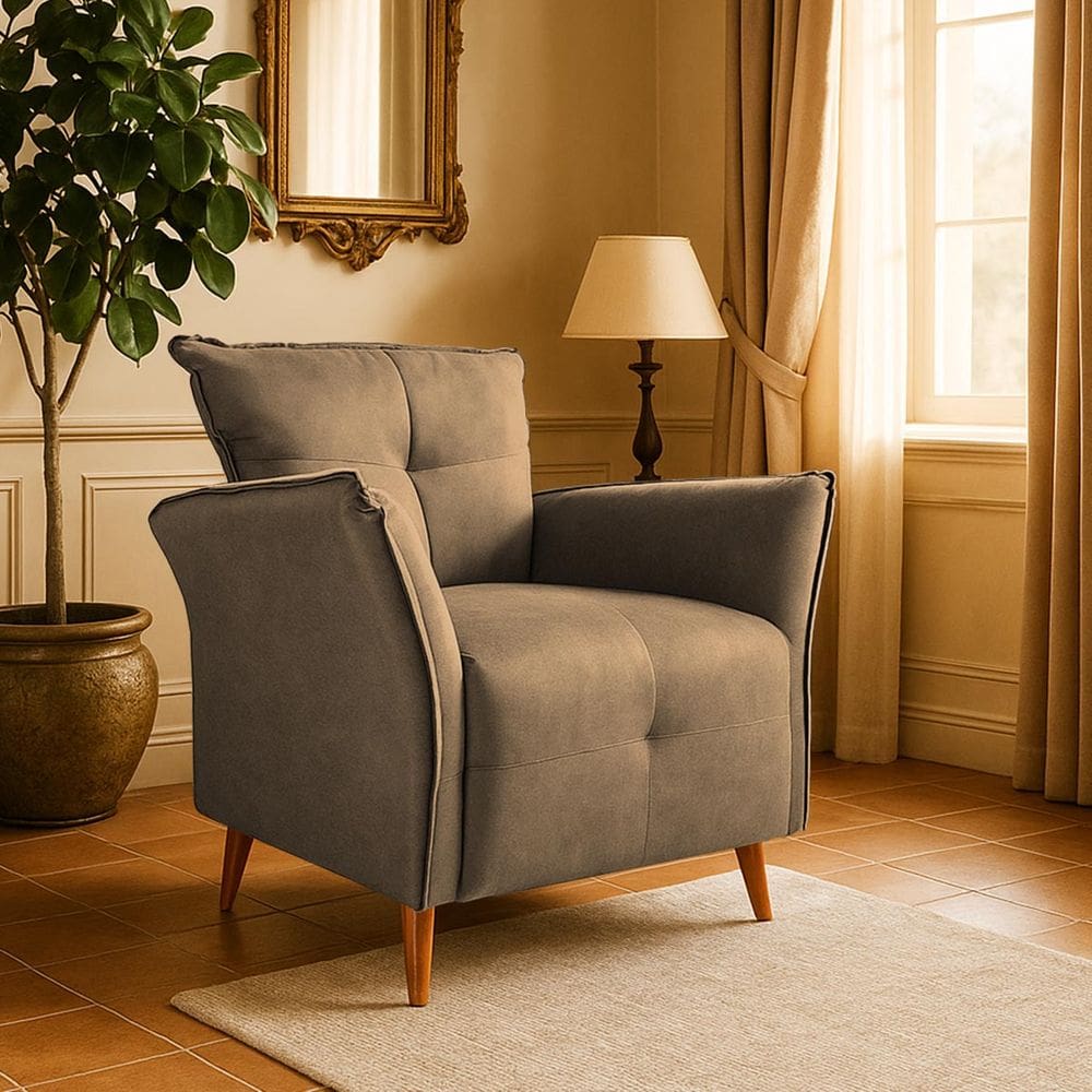 Poltrona Decorativa Para Sala De Estar E Recepção Monaliza Capuccino