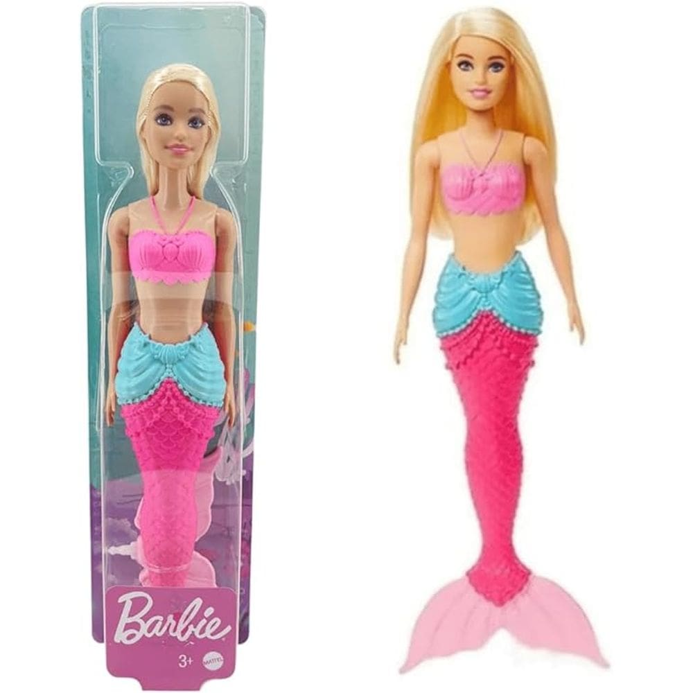 Boneca Barbie Sereia Loira Cauda Rosa Mattel