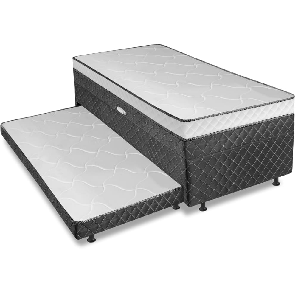Cama Bibox com Baú Solteiro Ortopédica com Cama Auxiliar Conjugada 88x188x51cm Gabi