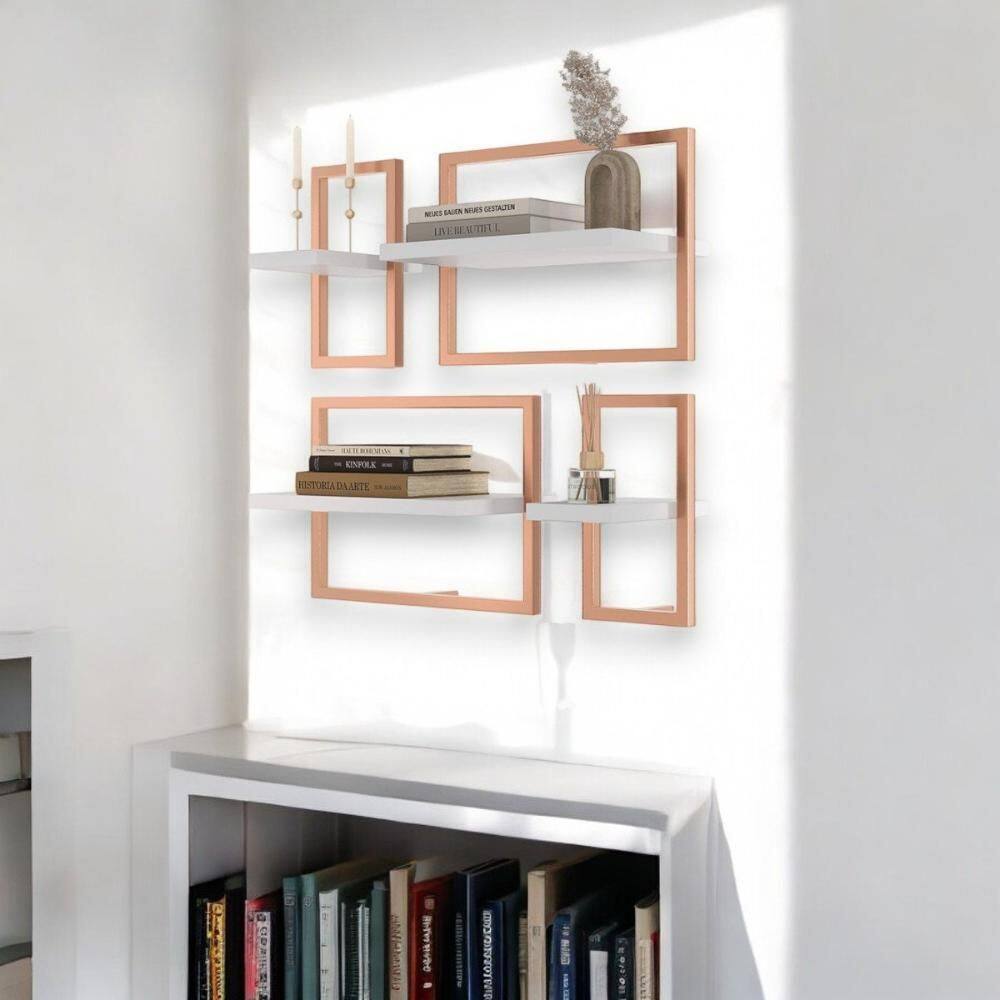 Lego c/ 4 Prateleiras Paris Branco/Cobre