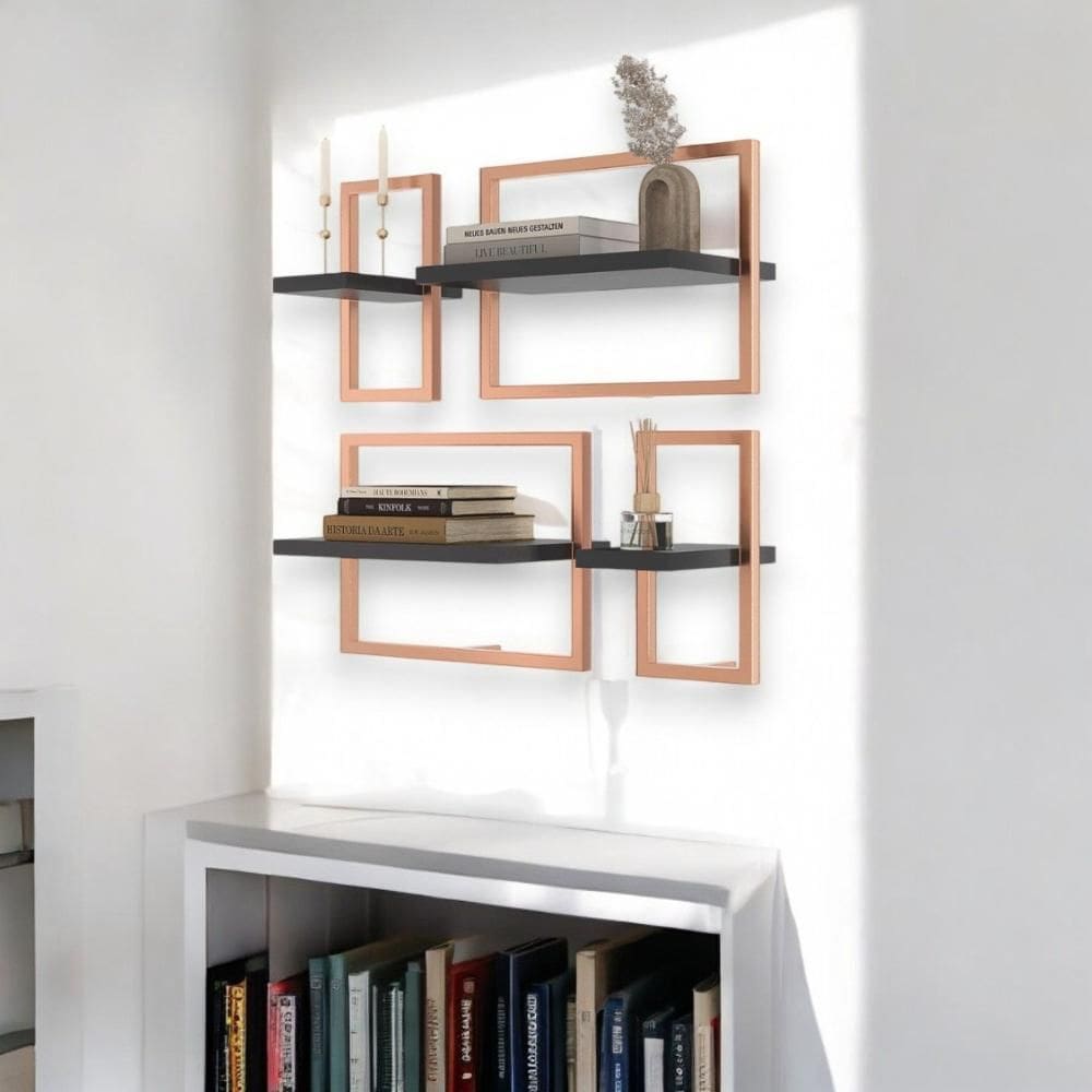 Lego c/ 4 Prateleiras Paris Preto/Cobre