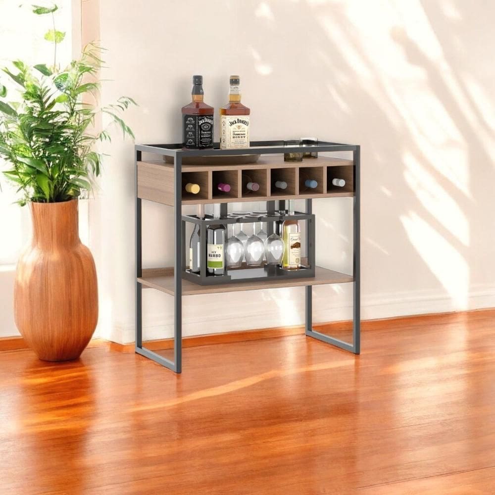 Aparador Adega Barcelona Montana com Prateleira e Nichos para Vinhos