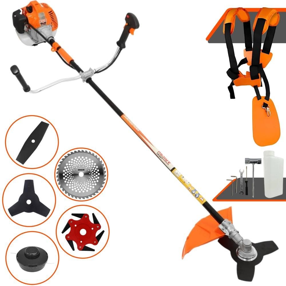 Roçadeira Profissional Vulcan VR520H À Gasolina Motor 2 Tempos 52cc 2,5HP 10.000rpm Multifuncional Completa Com Carretel de Nylon e 4 Lâminas de Corte