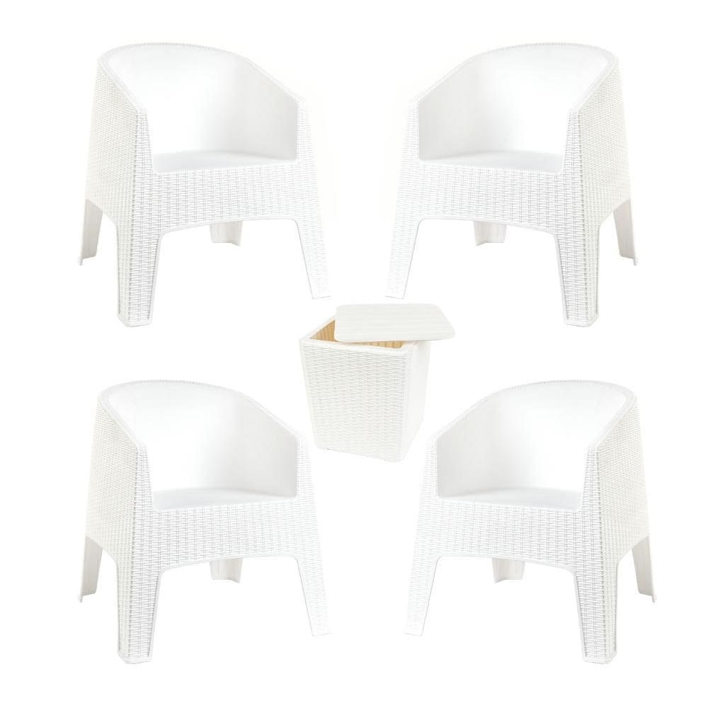 Kit 4 Poltronas de Piscina e Jardim Rattan Ibiza + Mesa Capri