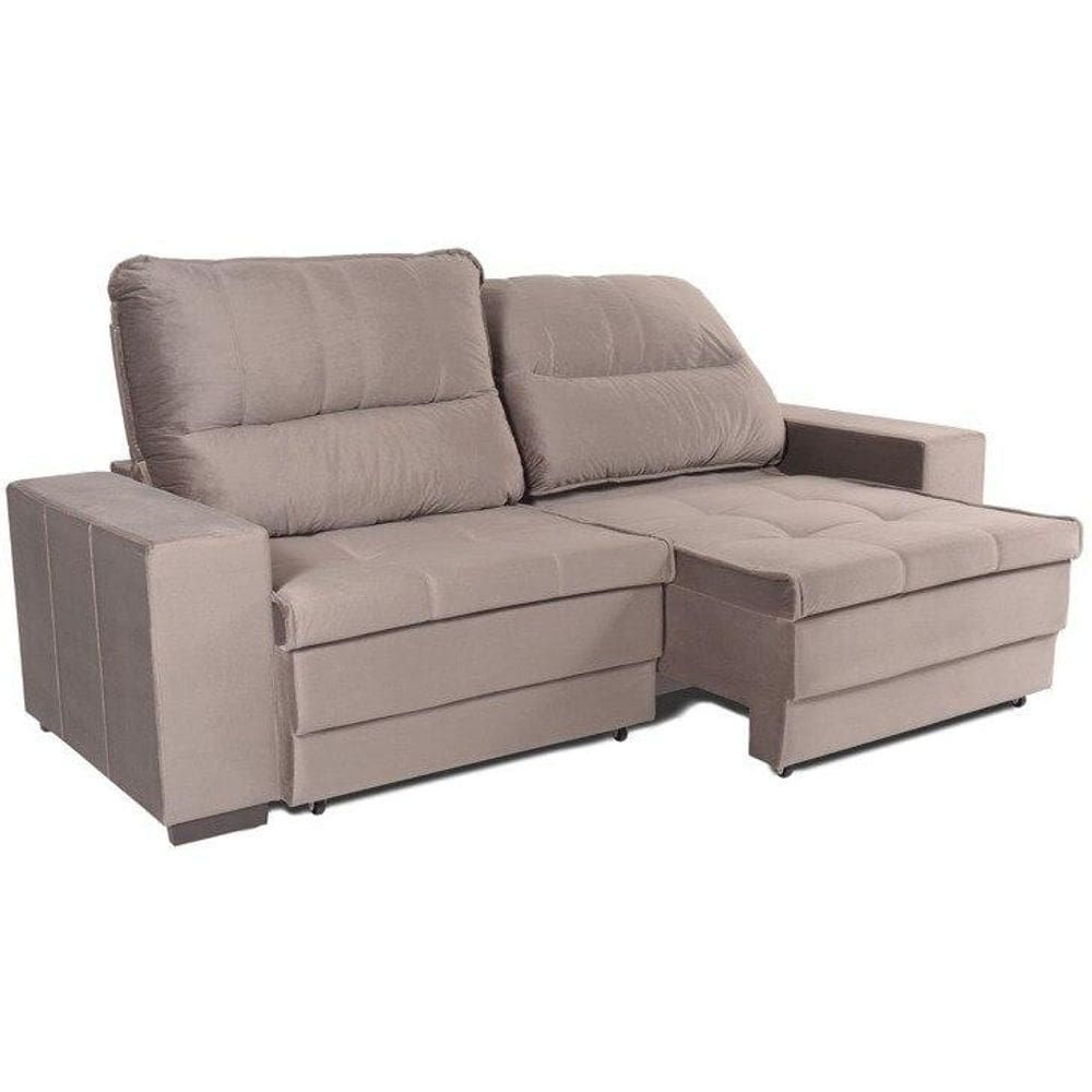 Sofá Retrátil e Reclinável 3 Lugares Rincão Elantra Veludo Cinza, 230 cm