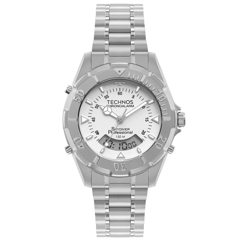 Relógio Technos Masculino Ref: Wt2050aen/1b Skydiver Anadigi Prateado