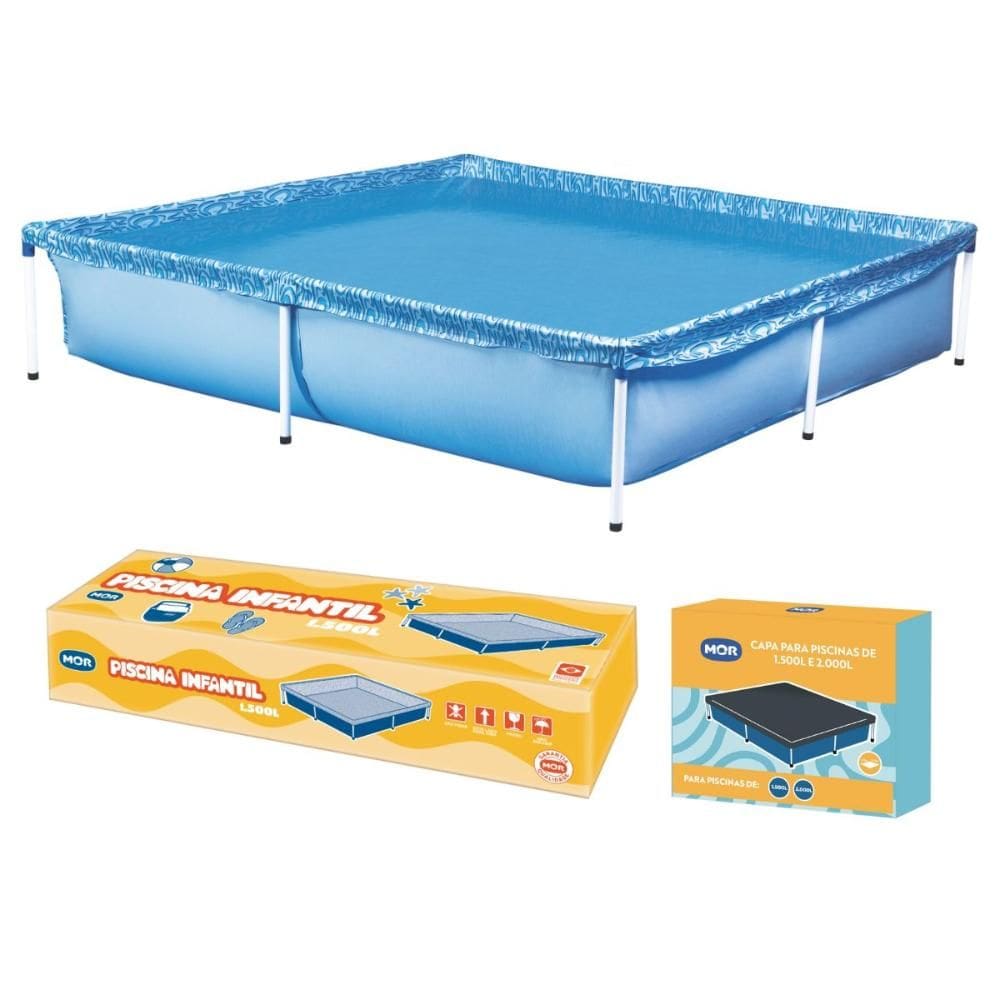 Piscina Estrutural 1500 Litros 189 X 189 X 42 cm Com Capa Mor