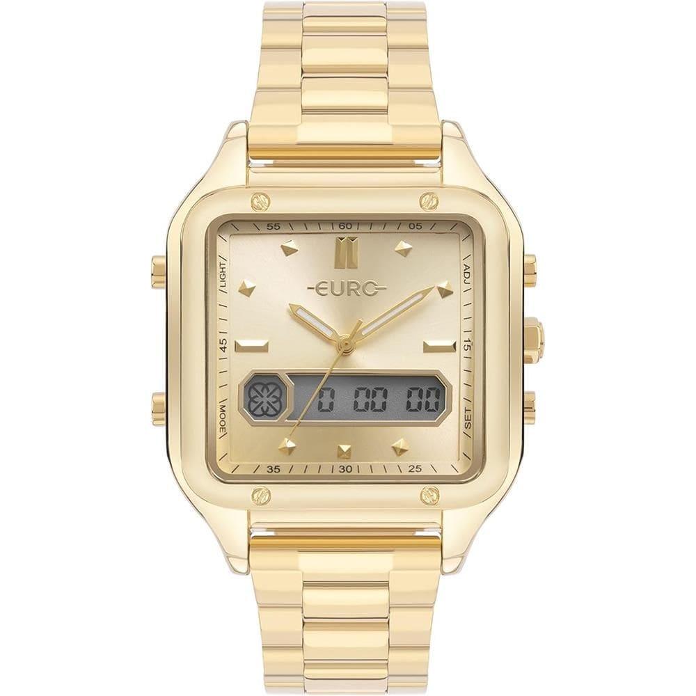 Relógio Euro Feminino Ref: Eubj3890aat/4h Anadigi Retangular Dourado