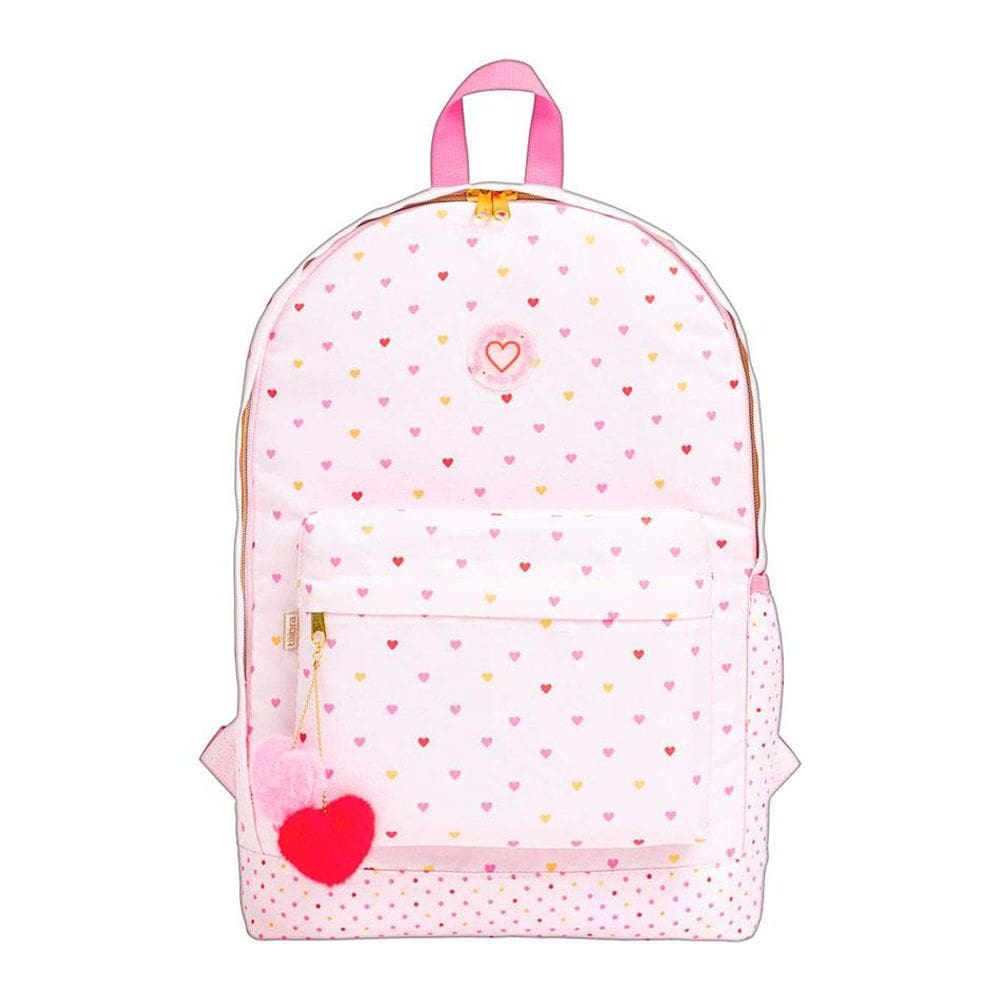 Mochila escolar grande Coração Metalizado Rosa 1 - Tilibra