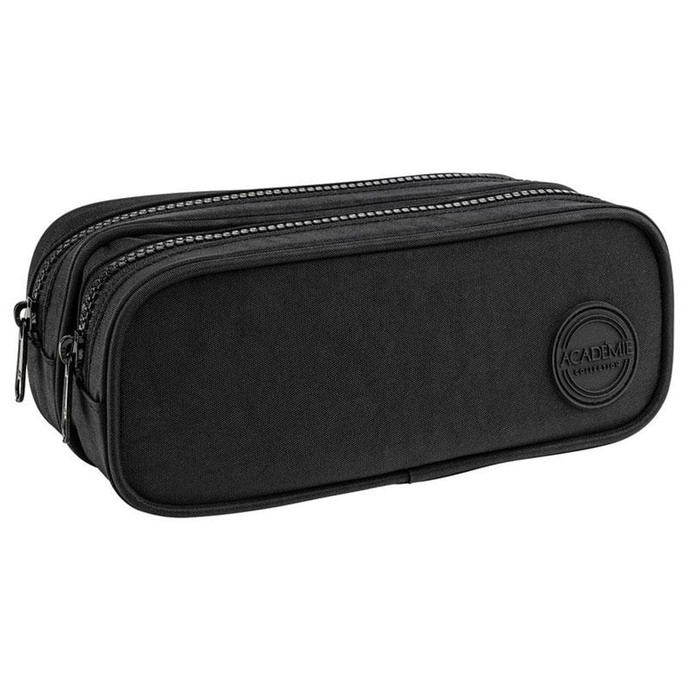 Estojo escolar duplo com ziper académie Young Preto 313424 Tilibra