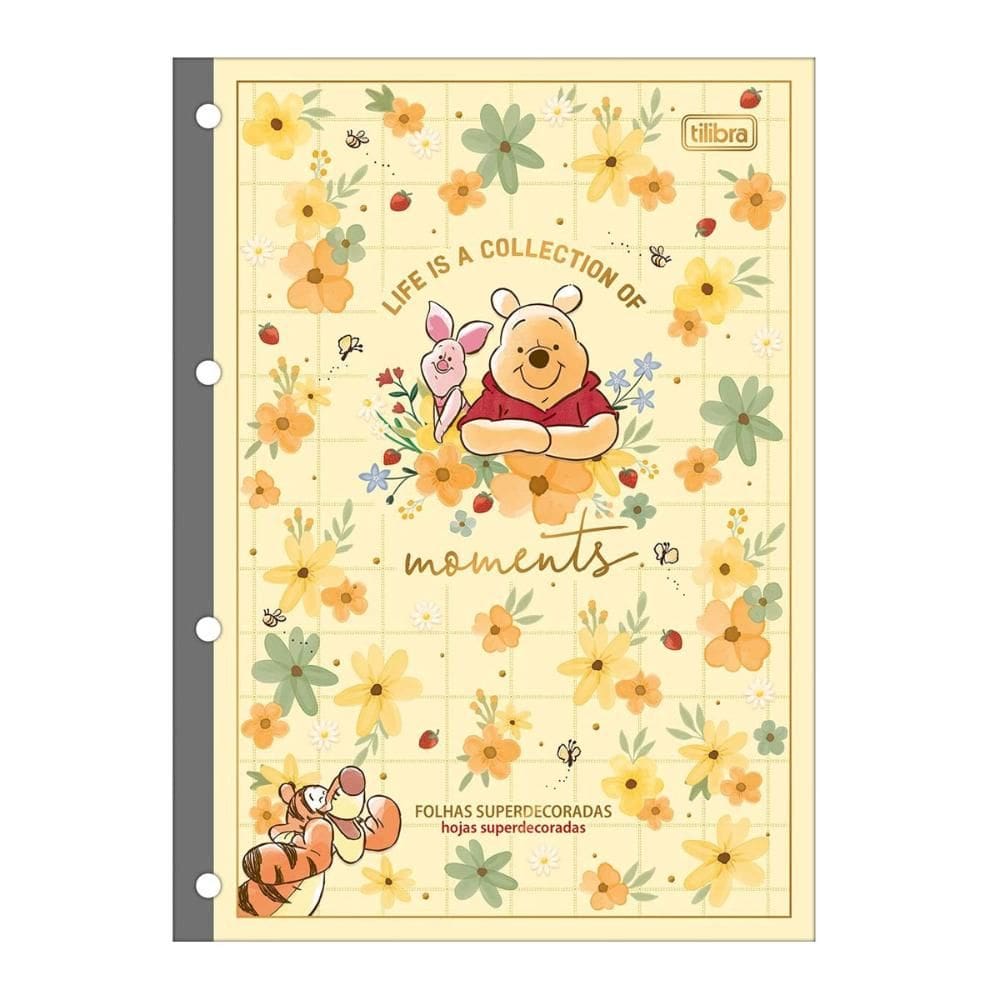 Bloco para fichário universitário Tiliflex Pooh Tilibra