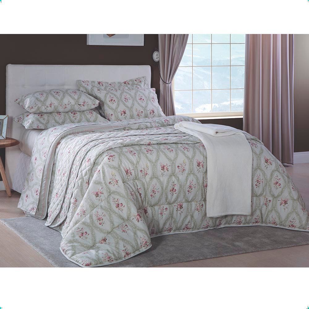 Jogo de Cama Casal 220x250cm Camafeu 140 Fios Realce Premium